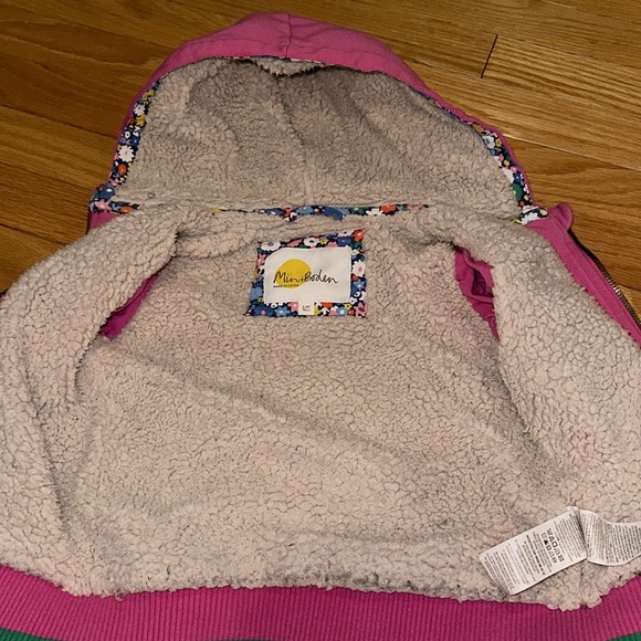 Mini Boden Pink Apple Appliqué Cozy Sherpa Hoodie - Picture 4 of 7